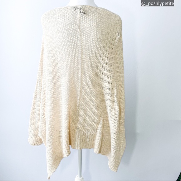 Cream open knit casual dropped shoulder sweater pullover - Picture 12 of 16
